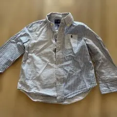 Ralph Lauren 3T 長袖ボタンダウンシャツ　青ストライプ