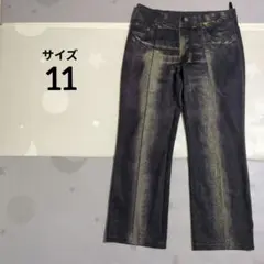 11 デニム風 ペイント　ワイドパンツ　ズボン　レギンス　 ゆったり　レディース