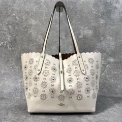 y2k COACH tote bag punching flower white