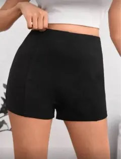 shein ブラック ハイウエスト ショートパンツ