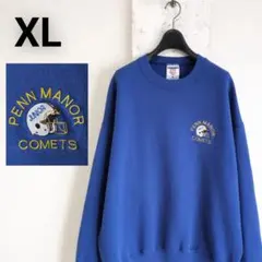 90s USA製　古着　JERZEES　スウェット　ブルー　チームロゴ刺繍　XL