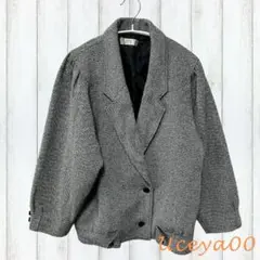 千鳥格子 ジャケット アウター 長袖 モノトーン レディース L相当