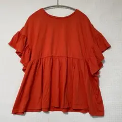 【接触冷感】ハニーサックルローズ フリル袖 ティアード Tシャツ オレンジ Mのサムネイル