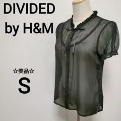 ☆美品　DIVIDED by H＆М S 半袖ブラウス　フリル　リボン　2508