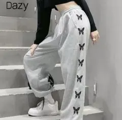 shein dazy スウェットパンツ 蝶々 グレー