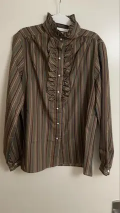 ブラウンレトロストライプシャツ