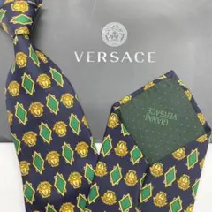 【極美品】 ヴェルサーチ ネクタイ メドゥーサ 格子柄 黒色 シルク100%