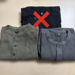 UNIQLO ヘンリーネックTシャツサーマル ワッフル 2色S