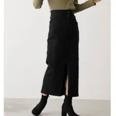 【新品】AZUL BY MOUSSY ブラックハイウエストスリットデニムスカート