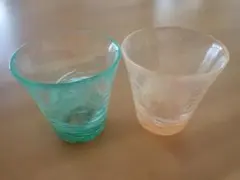 津軽びいどろ ガラス製品 ペアグラス グリーン&オレンジ