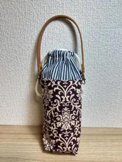 ハンドメイド　ダマスク柄（パープル）のペットボトルカバー（保温保冷）