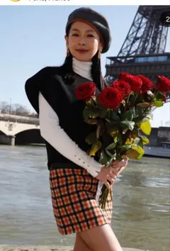 HERMES♡nijikoさん着用 カシミア×レザースカートのサムネイル