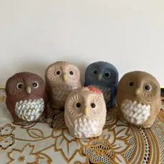 信楽焼☆フクロウの陶器置物5体セット