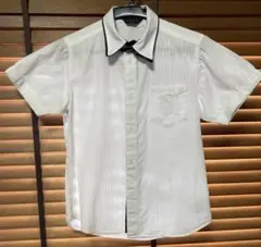 コムサイズム　入学式卒園式七五三　ストライプ半袖シャツ 130ホワイト