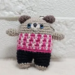 ハンドメイド　あみぐるみ　キーホルダー　犬