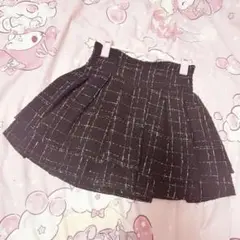 ミシェルマカロン ツイード美脚スカート ブラック