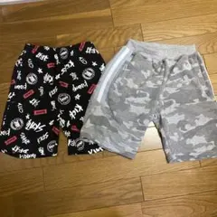 キッズ 半ズボン 2点セット 黒赤・グレー迷彩