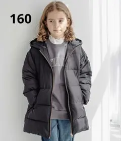 グローバルワーク ライトウォームフードコート ブラック 160