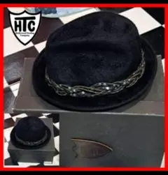 HTC ラビットファー　スタッズレザーベルト　フェルトハット　58 ブラック