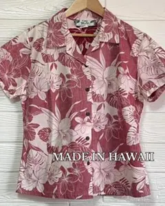 【ハワイ製】TWO PALMS 総柄 アロハシャツ レディース M ボタニカルのサムネイル