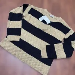 a.v.v standard ストライプセーター M キャメル/ネイビー