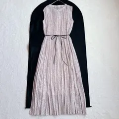 近年美品✨アナイ　シアーリブプリーツドッキングワンピース　38 ピンクベージュ アナイ✨ 定価5万 シアーリブプリーツドッキングワンピース ピンク