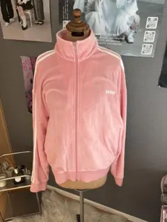 NERDYピンク ジップアップジャケットとトラックパンツ セット ベロア