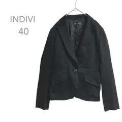 【インディヴィ】　テーラードジャケット　日本製　40　Lサイズ　黒