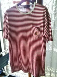 ポロラルフローレンの メンズ の M サイズ 赤と白のボーダーの T シャツ