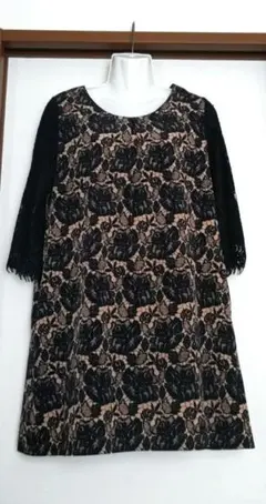 花柄レース7分袖 チュニック・ワンピース