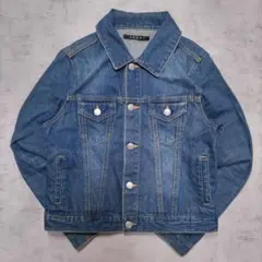 色落ち 短丈デニムジャケット ギミック M ブルー y2k グランジ ギャル