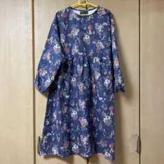 イズスカラー　ワンピース　花柄　ネイビー