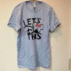 キャンバス 半そでＴシャツ クルーネック プリント コットン テーマパーク　水色