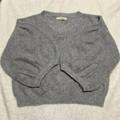 バルーンスリーブ グレー Vネックニット