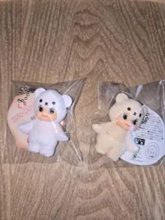 キューピーくまの着ぐるみぬいぐるみ キーホルダー 2点セット