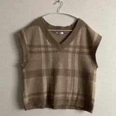 INGNI ベージュ チェック柄 ニットベスト