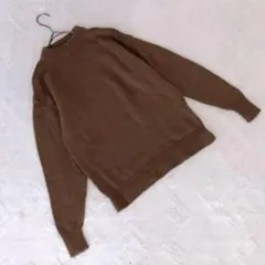 ユニクロユー M ウール100% モックネック セーター ニット ブラウン 茶