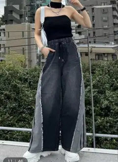 PAGEBOY ラインイージーデニムパンツ　ブラック