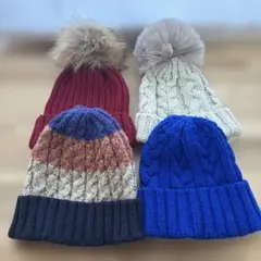 カジュアルニット帽 4点セット ニットキャップ