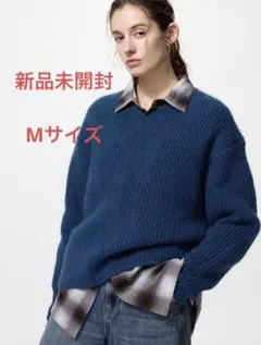 新品未開封 UNIQLO ユニクロ/フラッフィVネックセーター ブルー
