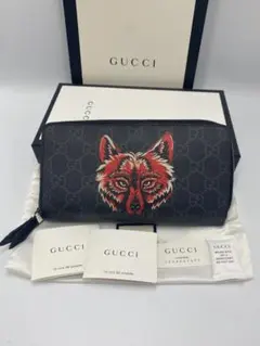 GUCCI グッチ 長財布 ウルフ オオカミ アニマル柄 動物 GG柄 Amazon.co.jp: [グッチ] 財布 メンズ ラウンドジップ 長財布 gg