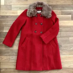 grove ラビットファー付き可愛いロングコート アウター冬物おしゃれレディース