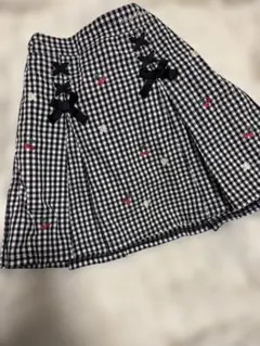 メゾピアノ　 チェック柄　スカート　160センチ　リボン　チェリー