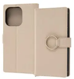 新品　イングレム iPhone14Pro用 ケース KAKURing ベージュ