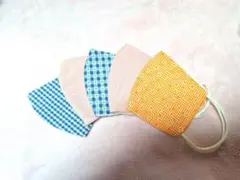 コットン製チェック柄マスク5枚セット
