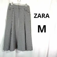ZARA ギンガムチェック フレアロングスカート スリット入り Mサイズ
