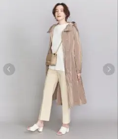 BEAUTY&YOUTH★ナイロンタフ　フードロングブルゾン