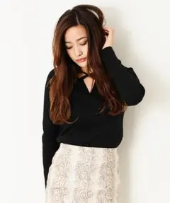 黒　エゴイスト　カットソー長袖　クロスカットTOP