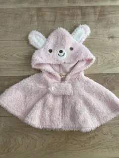 うさぎ耳付きピンクポンチョ