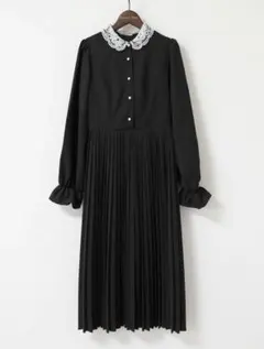 しまみさ m♡Petit 長袖プリーツワンピース ブラックのサムネイル